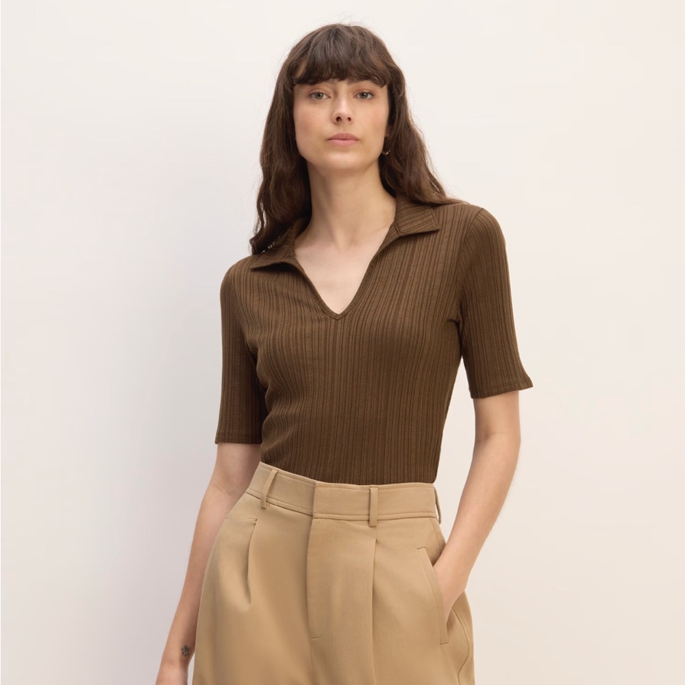 Everlane The Rib Soft Knit Open Collar Polo